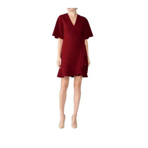 Stylestalker Natalie Red Burgundy Wrap Dress V-neck Short Sleeves Size M RTR